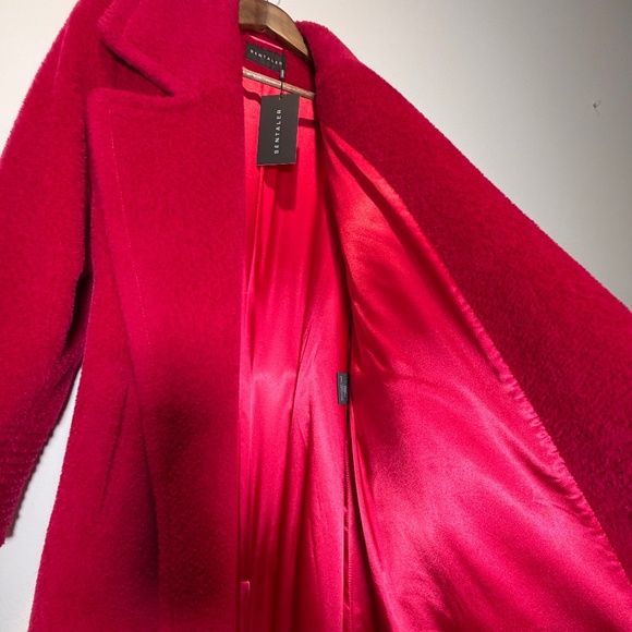 Sentaler Red Baby Alpaca Long Large Notched Collar Wrap Coat Sz XL - Picture 7 of 15